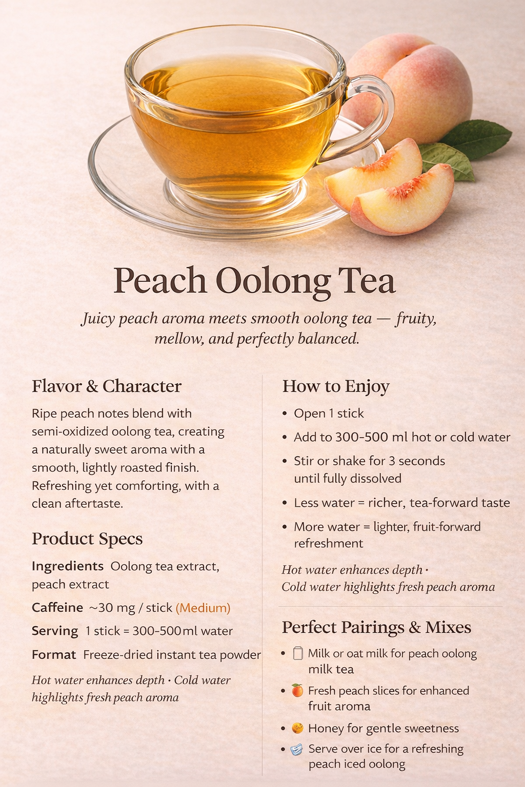 Peach Oolong Tea Freeze Dried Powder