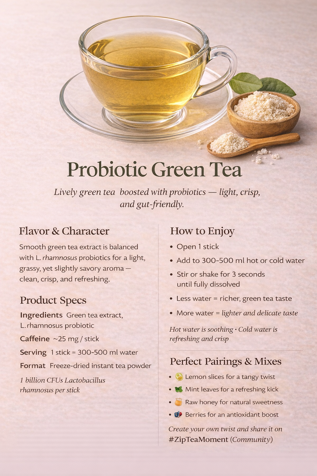 Probiotic Green Tea Freeze Dried Powder