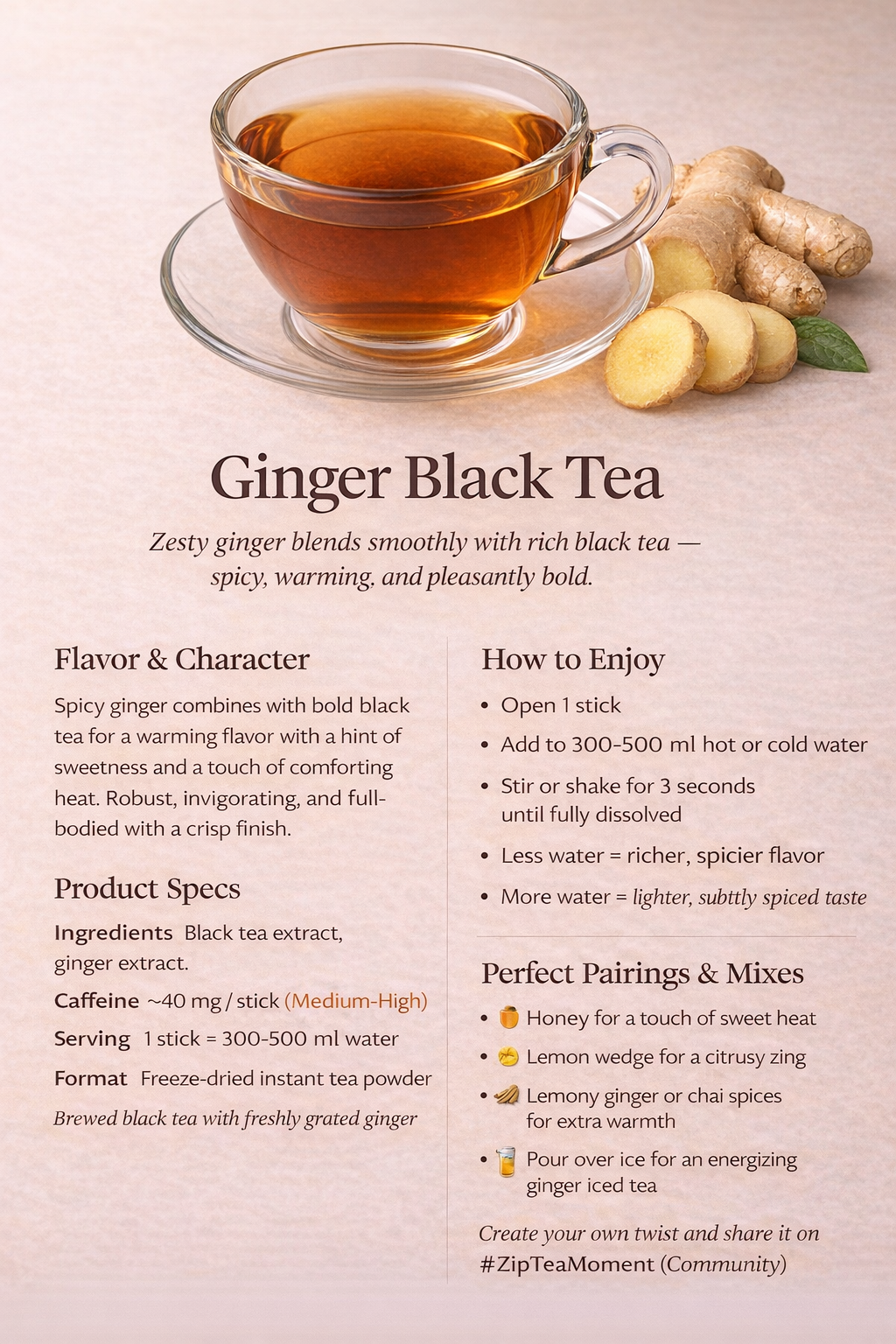 Ginger Black Tea Freeze Dried Powder