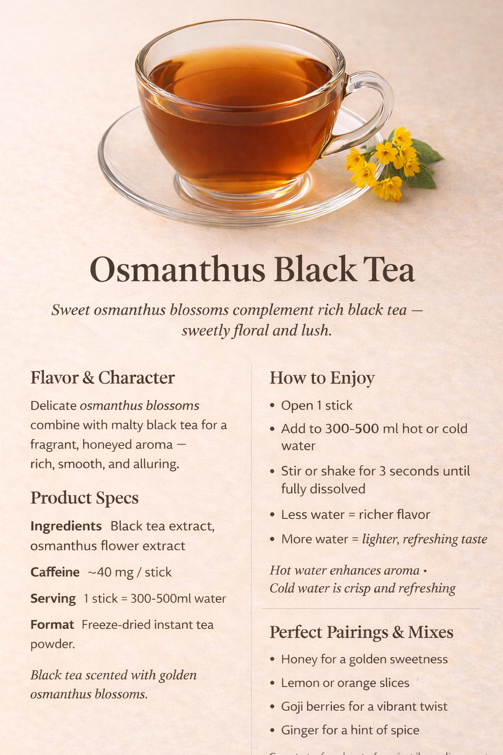 Osmanthus Black Tea Freeze Dried Powder